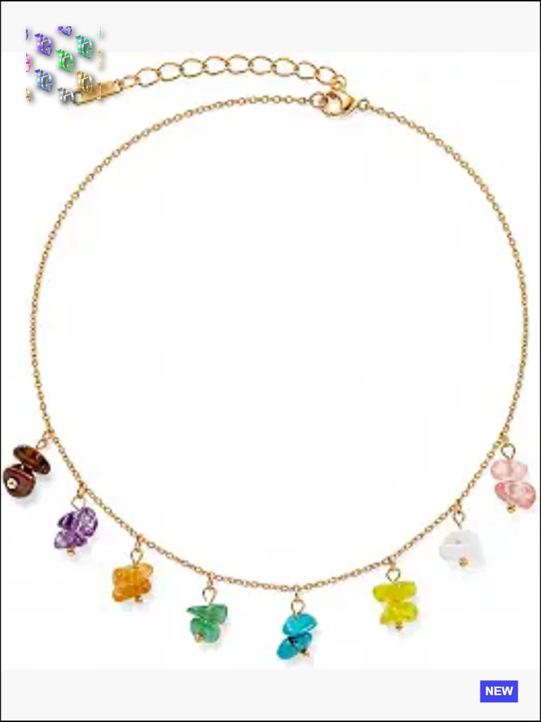 Natural Stone Charm Layered Pendant Necklace Stainless Steel Boho Vacation